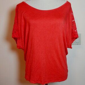 By & By SIZE L LACE SLEEVE  TANGERINE TOP